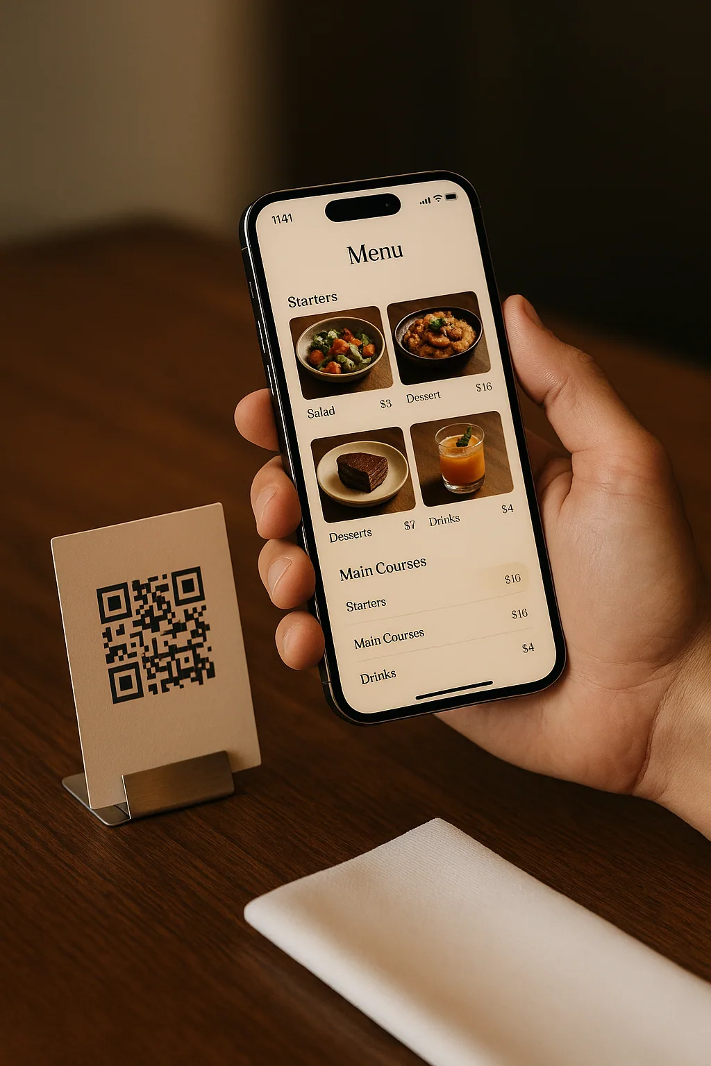 QR en mesa